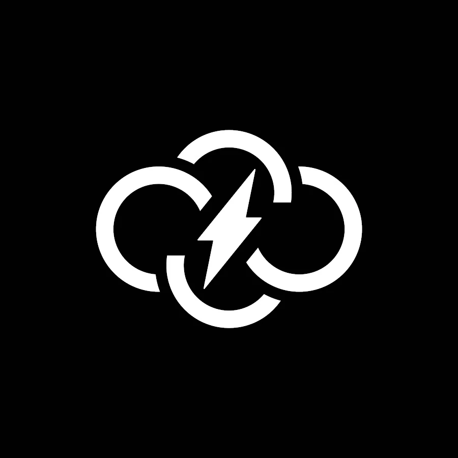 The logo: cloud-and-bolt mark, as the channel profile image