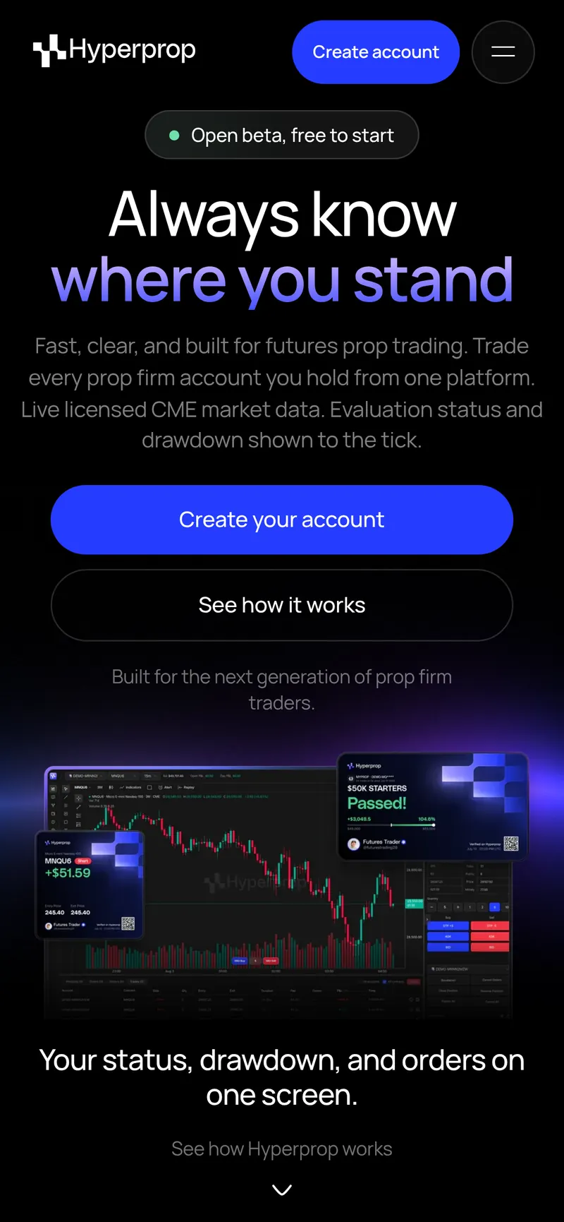 Hyperprop homepage on a phone