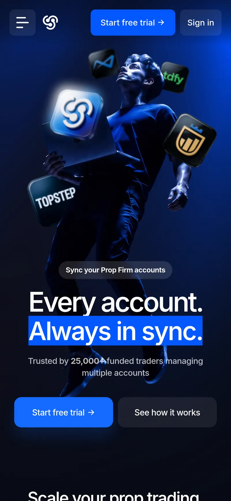 Tradesyncer homepage on a phone