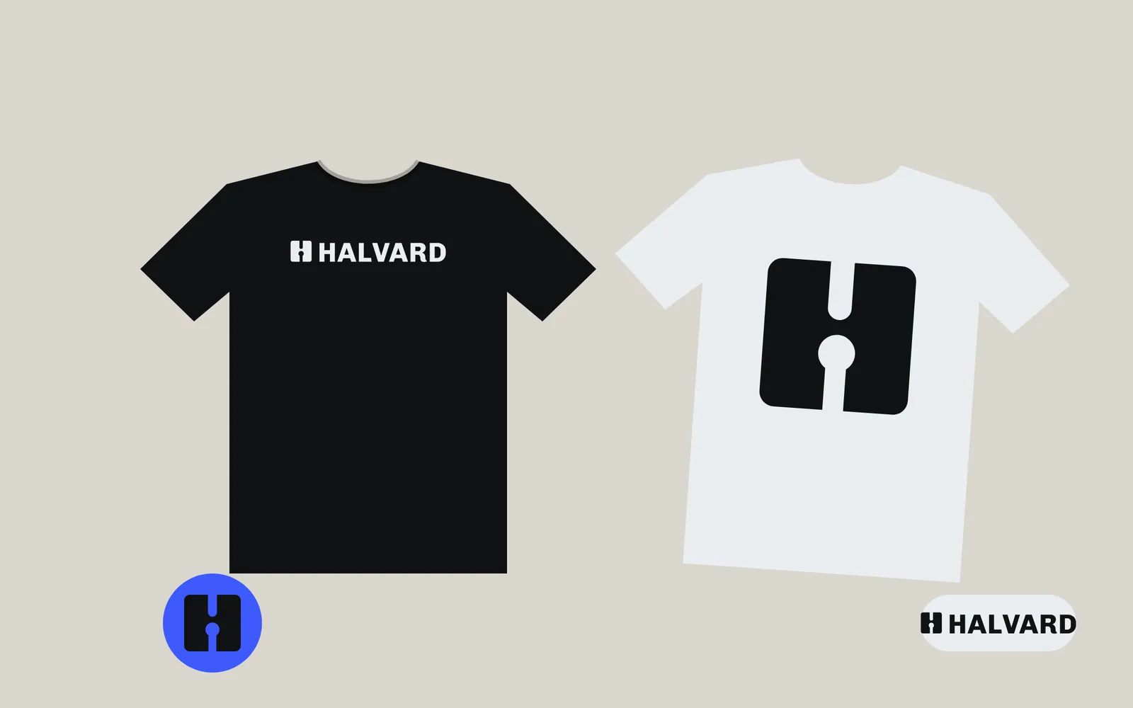 Halvard t-shirts in black and white, with stickers