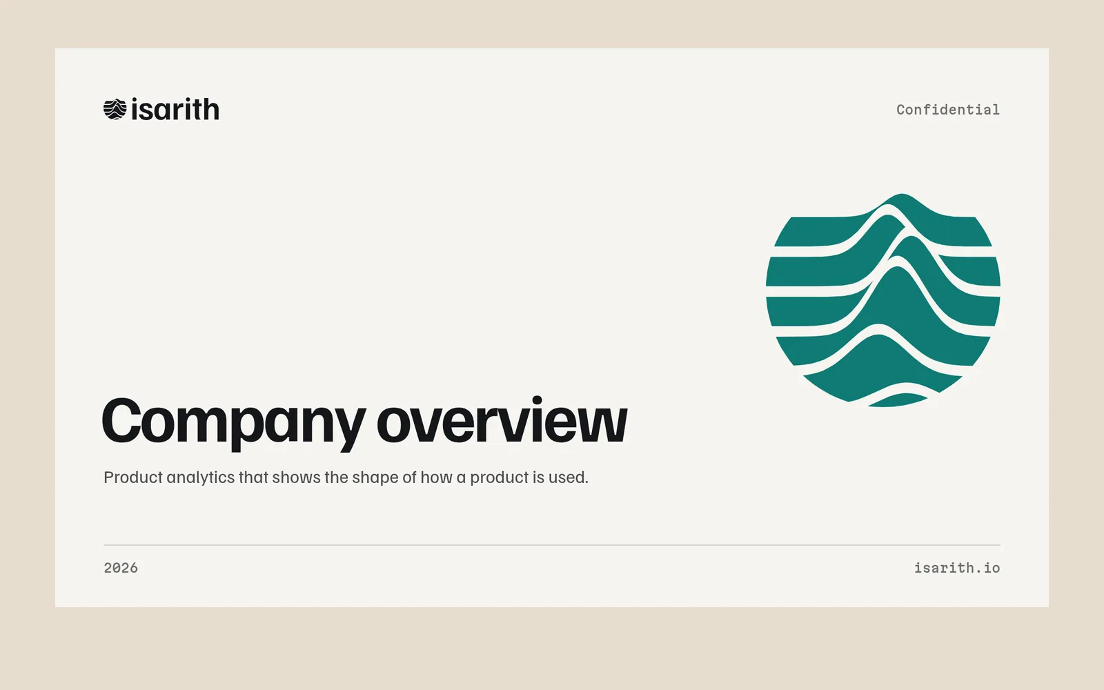 Isarith pitch deck cover slide, “Company overview”